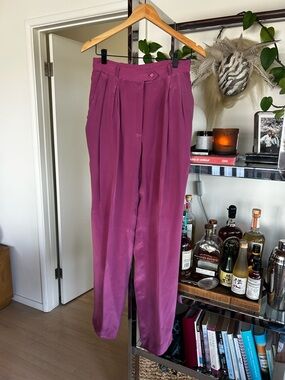 Alan Austin Vintage Silk Pant in Berry